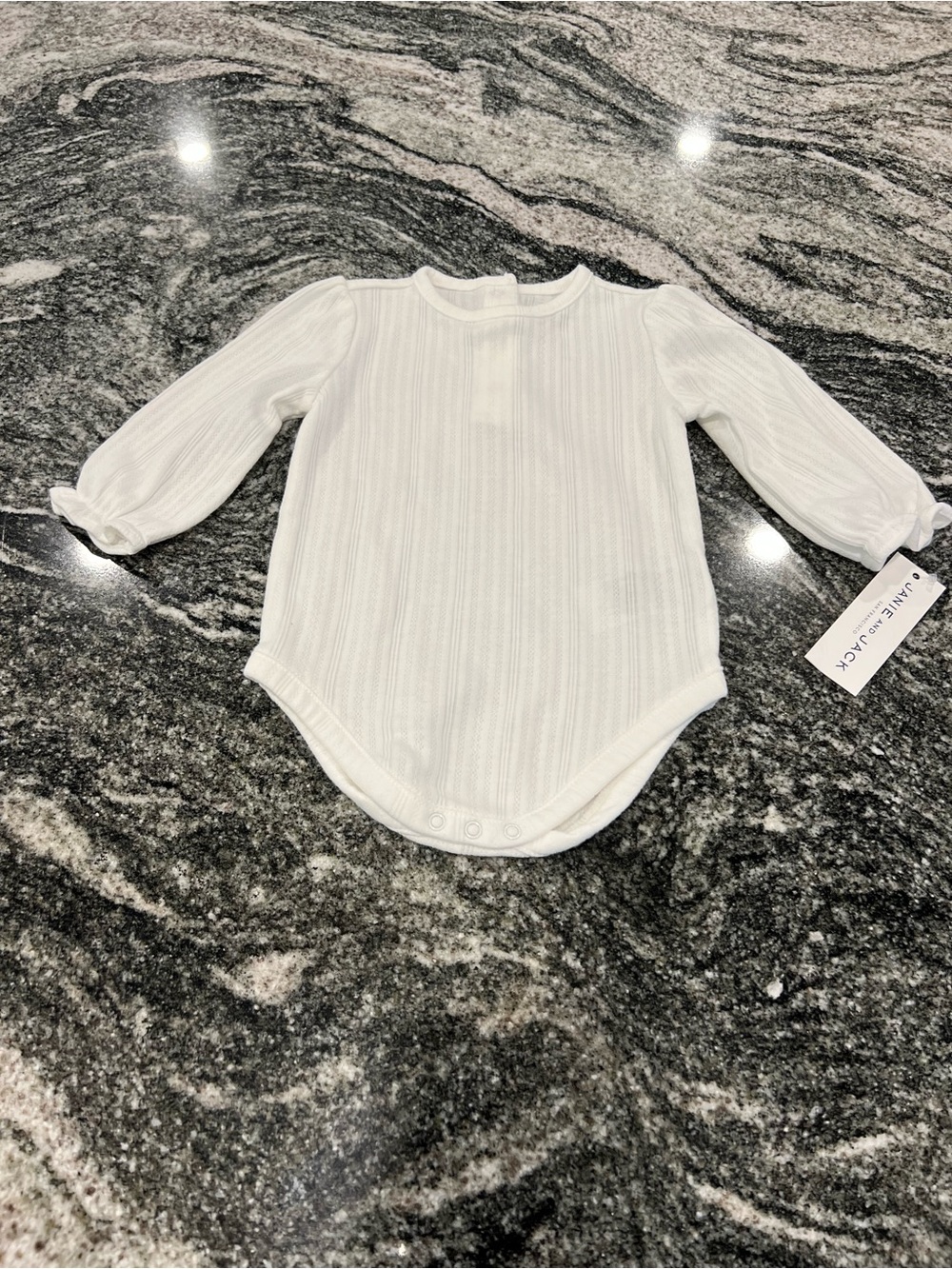 Janie and Jack White Long-Sleeve Ribbed Baby One-Piece